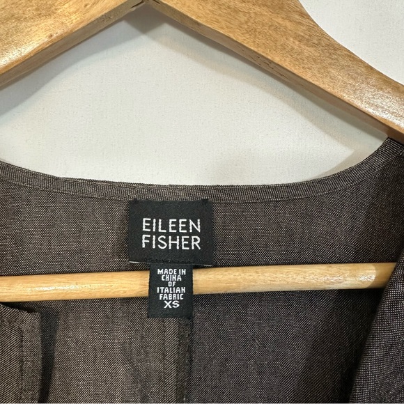 Eileen Fisher Long Sleeve Linen Lagenlook Tie Front Cardigan - Picture 6 of 8